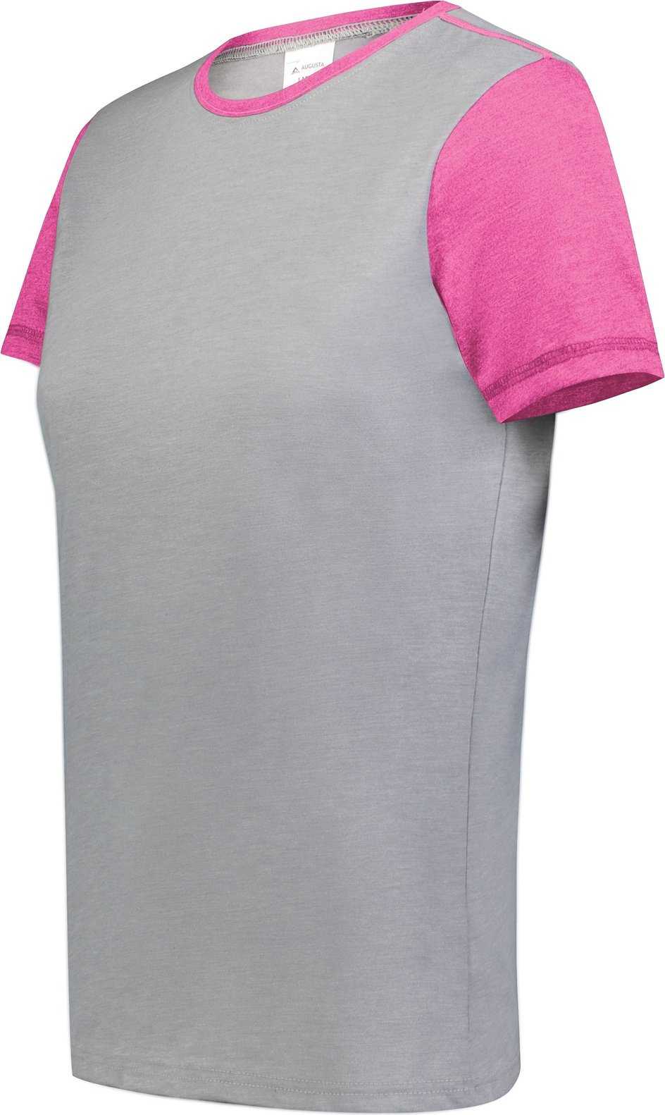 Augusta 6878 Ladies Gameday Vintage Ringer Tee - Gray Heather Orchid Heather - HIT a Double