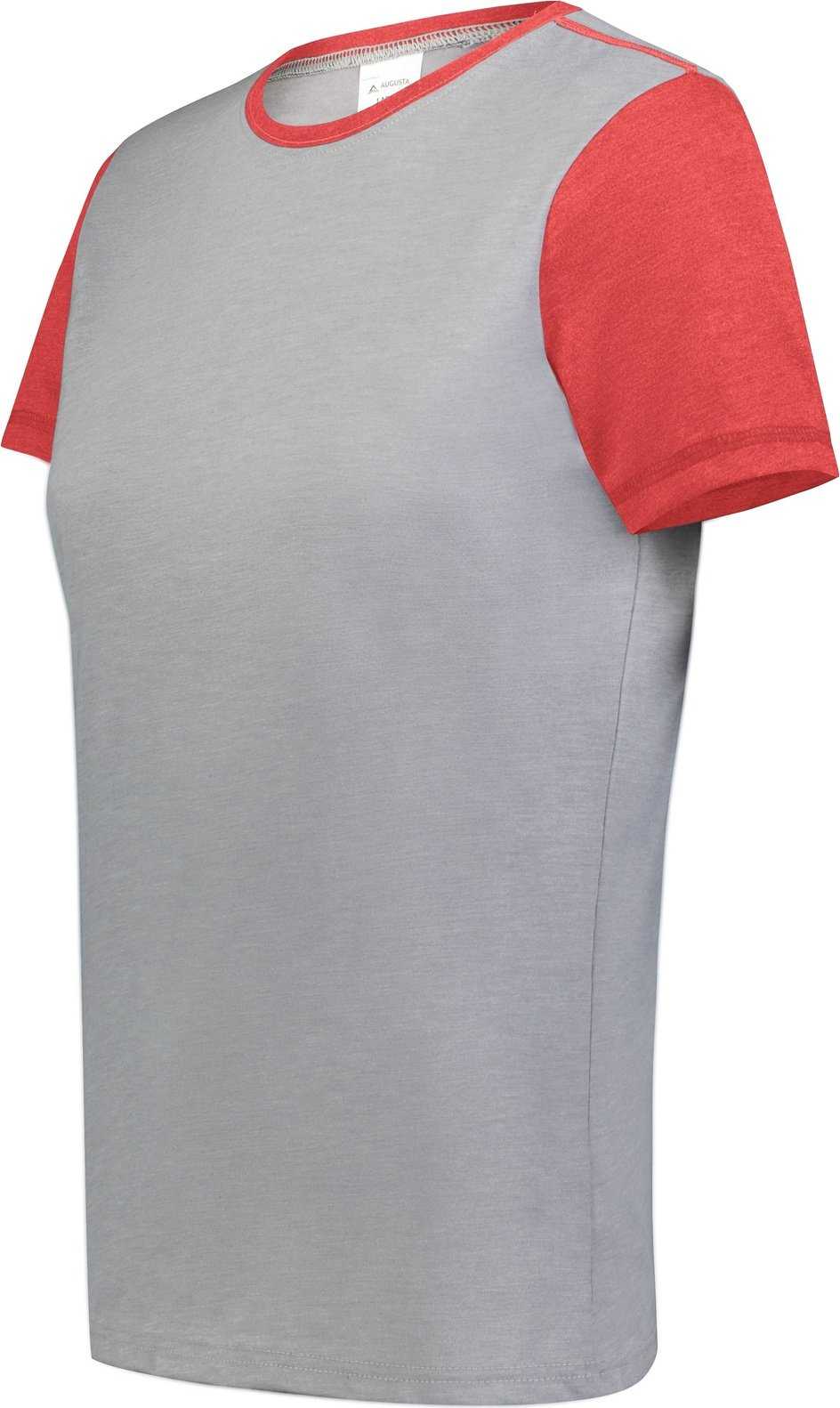 Augusta 6878 Ladies Gameday Vintage Ringer Tee - Gray Heather Scarlet Heather - HIT a Double
