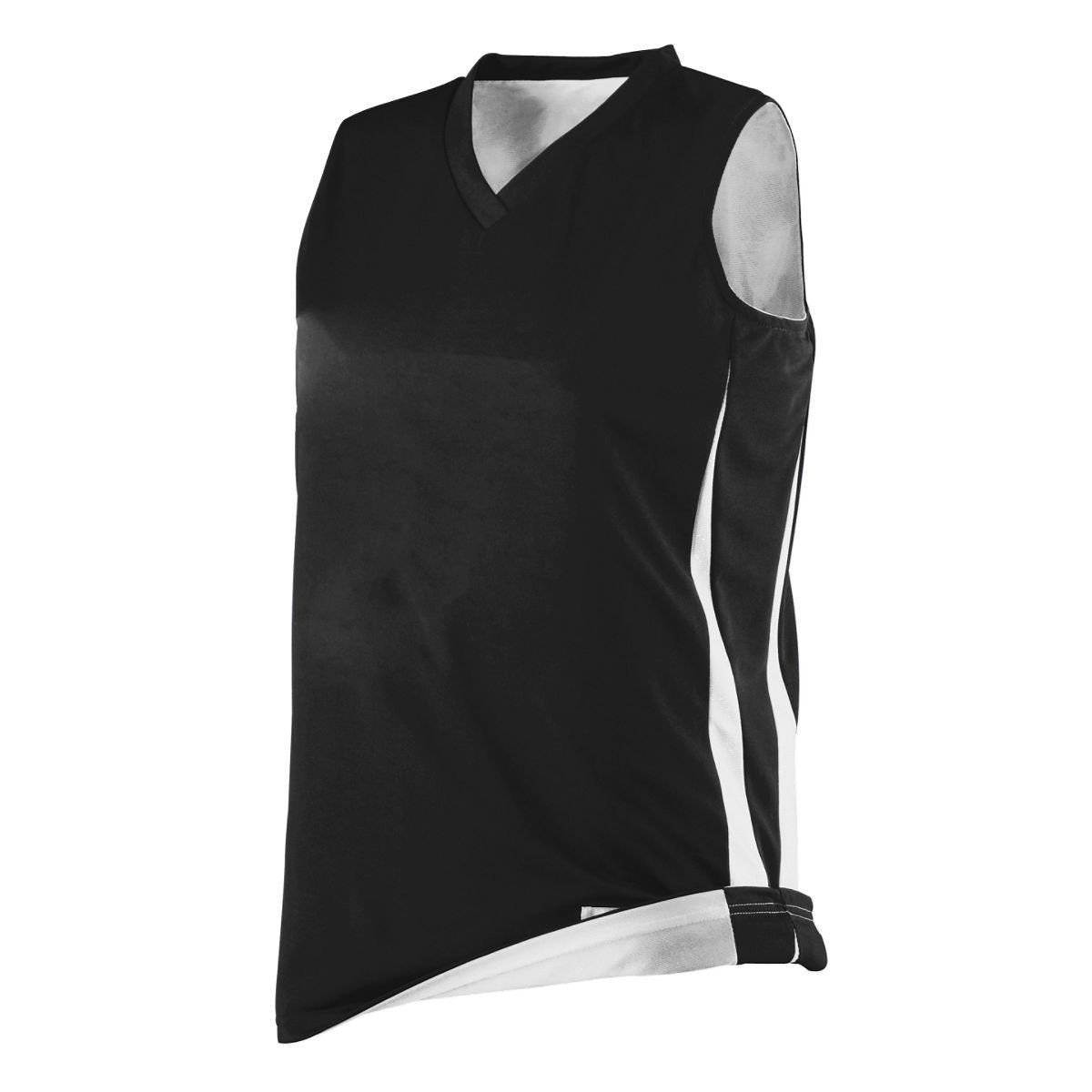 Augusta 687 Ladies Reversible Wicking Game Jersey - Black White - HIT a Double