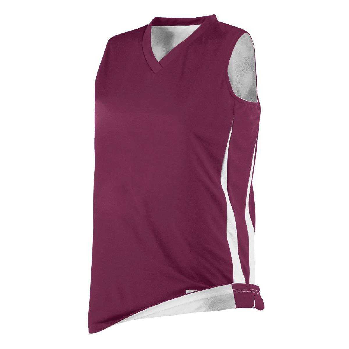 Augusta 687 Ladies Reversible Wicking Game Jersey - Maroon White - HIT a Double