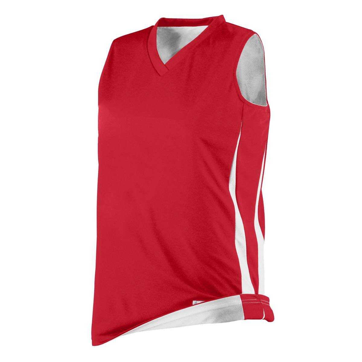 Augusta 687 Ladies Reversible Wicking Game Jersey - Red White - HIT a Double