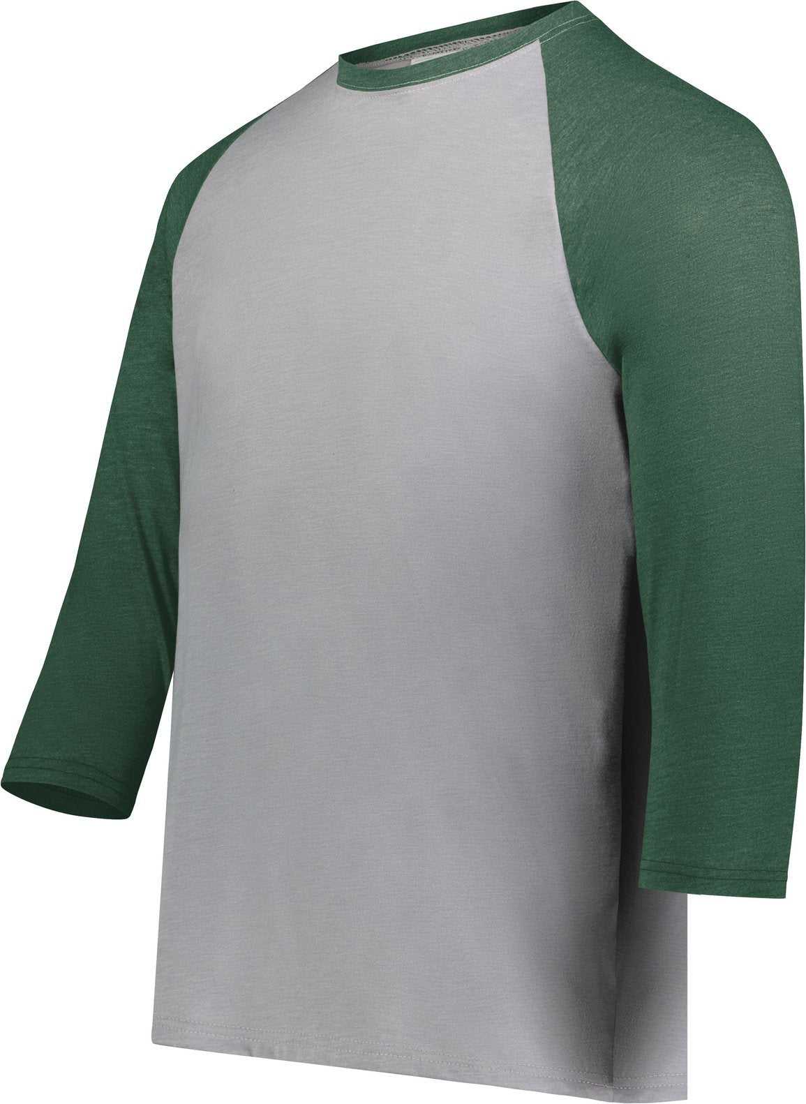 Augusta 6880 Youth Gameday Vintage 3/4 Tee - Gray Heather Dark Green Heather - HIT a Double