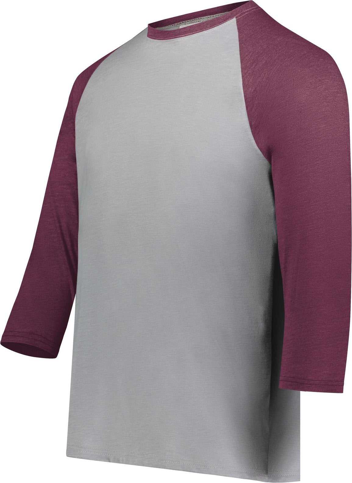 Augusta 6880 Youth Gameday Vintage 3/4 Tee - Gray Heather Maroon Heather - HIT a Double