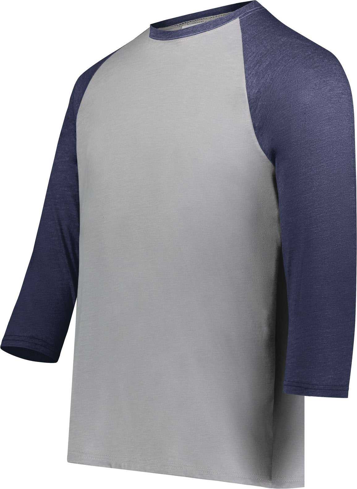 Augusta 6880 Youth Gameday Vintage 3/4 Tee - Gray Heather Navy Heather - HIT a Double