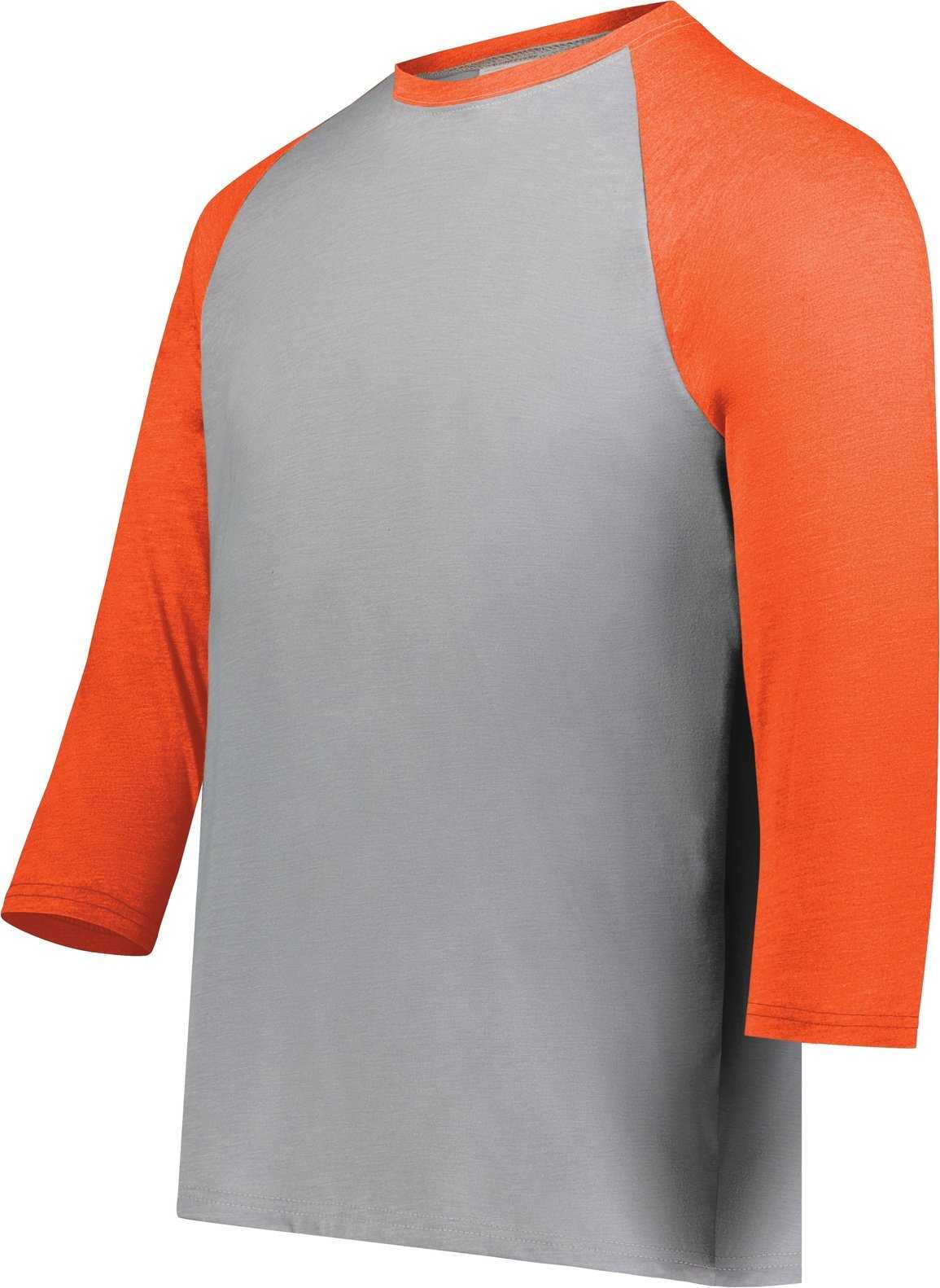 Augusta 6880 Youth Gameday Vintage 3/4 Tee - Gray Heather Orange Heather - HIT a Double