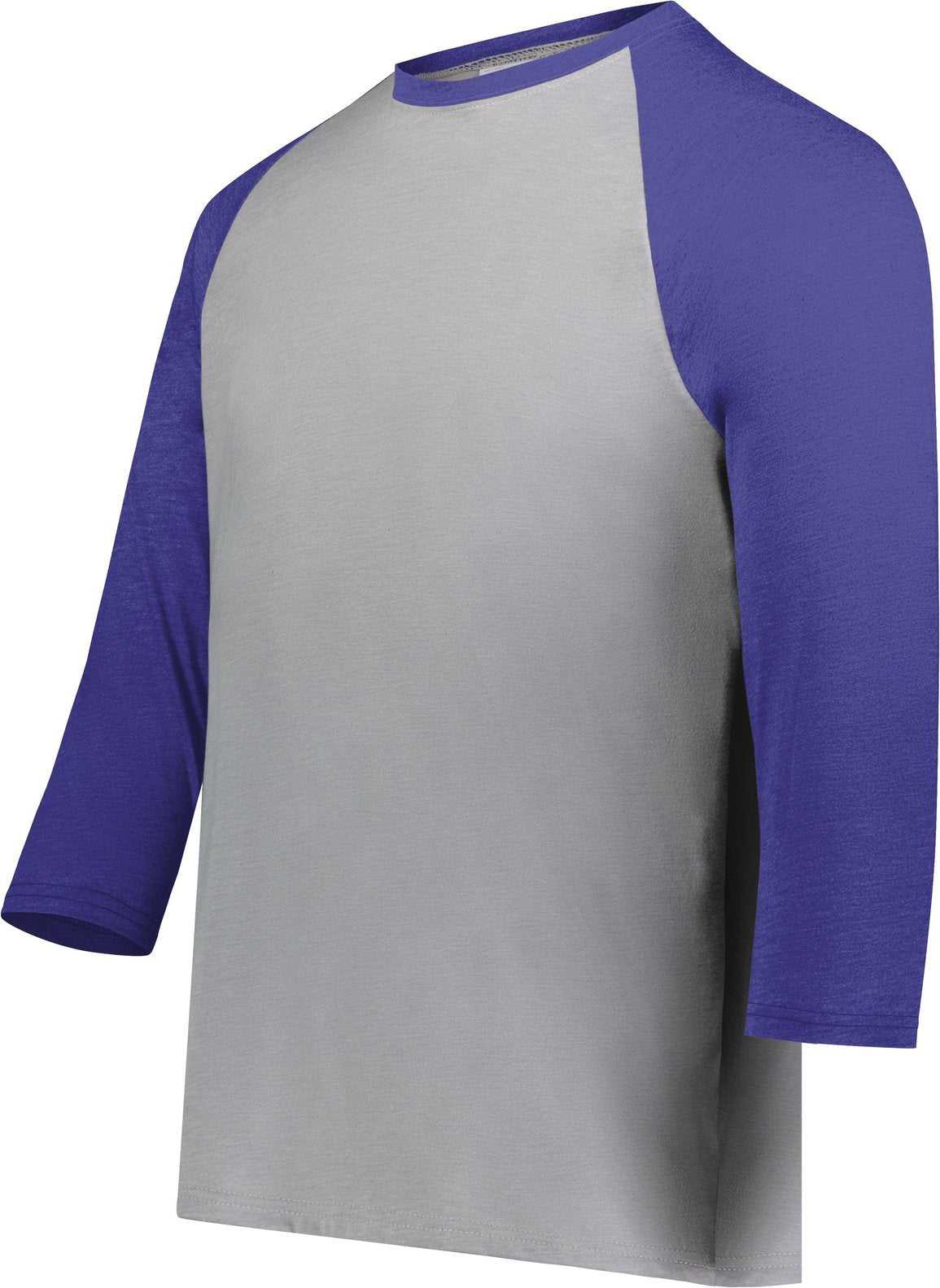 Augusta 6880 Youth Gameday Vintage 3/4 Tee - Gray Heather Purple Heather - HIT a Double