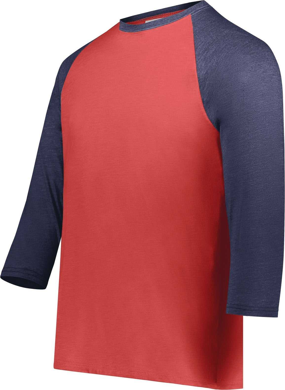 Augusta 6880 Youth Gameday Vintage 3/4 Tee - Scarlet Heather Navy Heather - HIT a Double