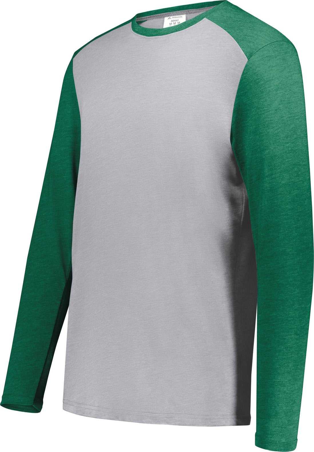 Augusta 6881 Gameday Vintage Long Sleeve Tee - Gray Heather Kelly Heather - HIT a Double