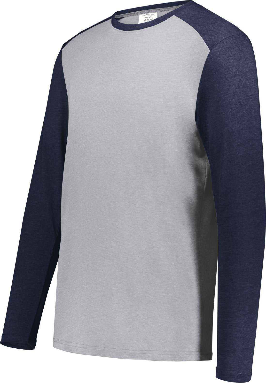 Augusta 6881 Gameday Vintage Long Sleeve Tee - Gray Heather Navy Heather - HIT a Double