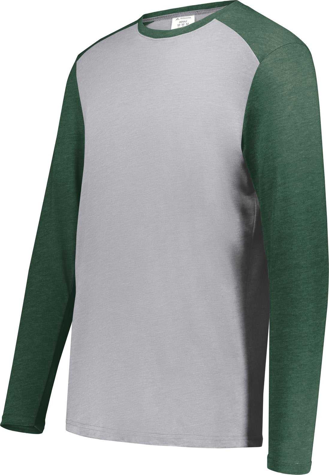 Augusta 6882 Youth Gameday Vintage Long Sleeve Tee - Gray Heather Dark Green Heather - HIT a Double