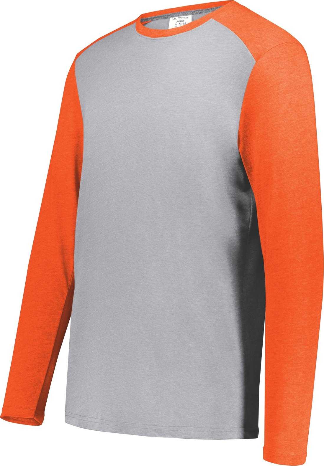 Augusta 6882 Youth Gameday Vintage Long Sleeve Tee - Gray Heather Orange Heather - HIT a Double
