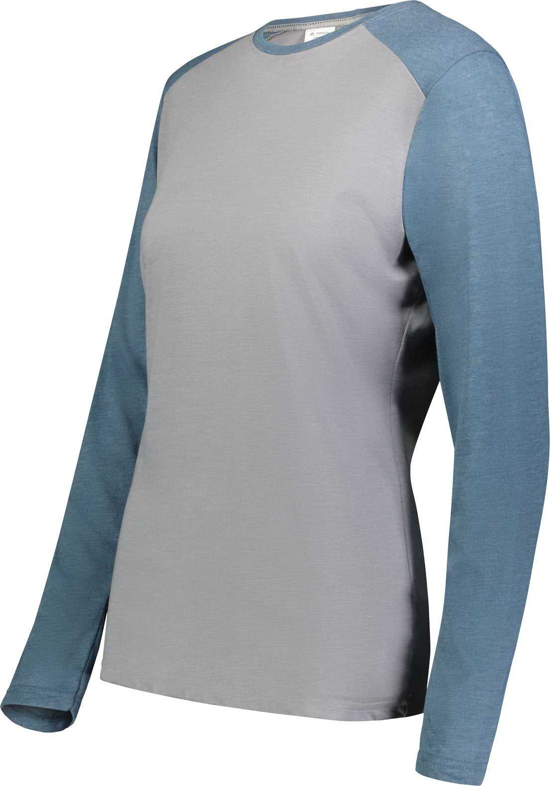 Augusta 6883 Ladies Gameday Vintage Long Sleeve Tee - Gray Heather Storm Heather - HIT a Double