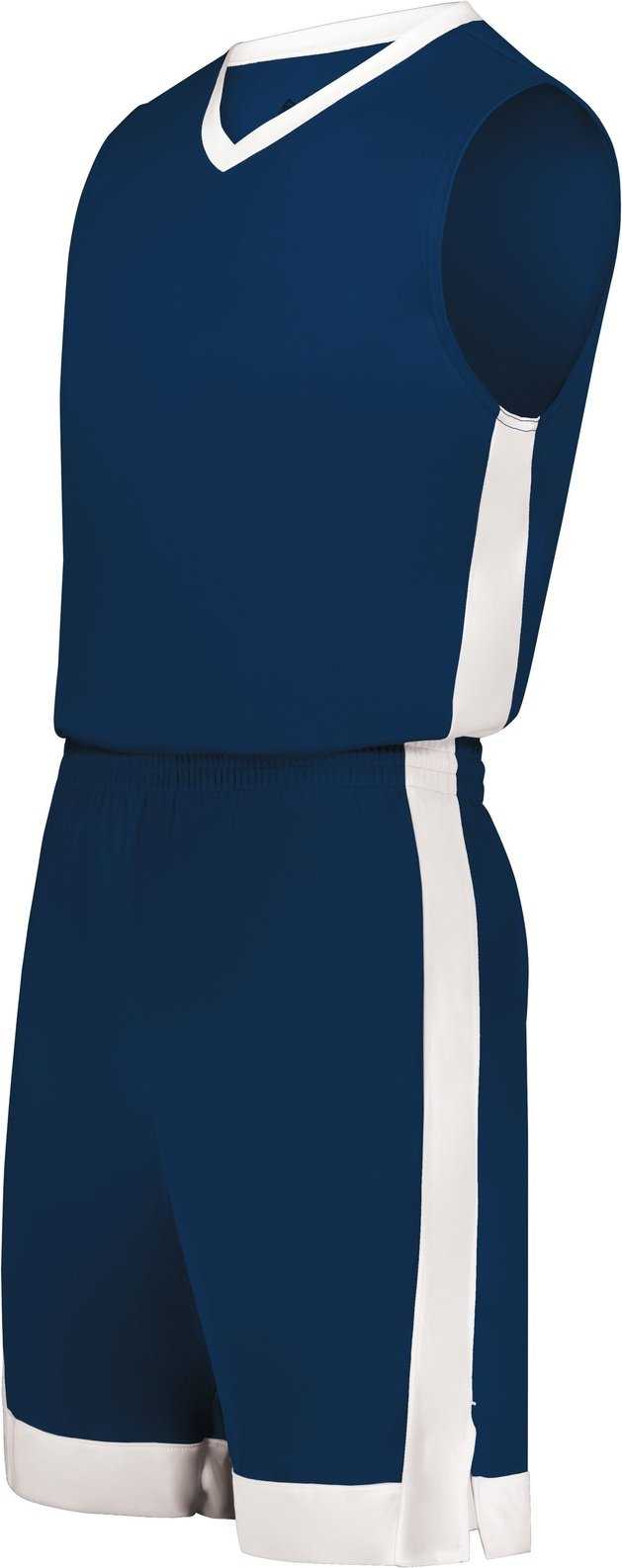 Augusta 6889 Match-Up Basketball Shorts - Navy White - HIT a Double