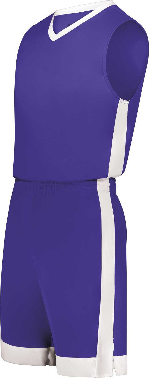 Augusta 6889 Match-Up Basketball Shorts - Purple White - HIT a Double