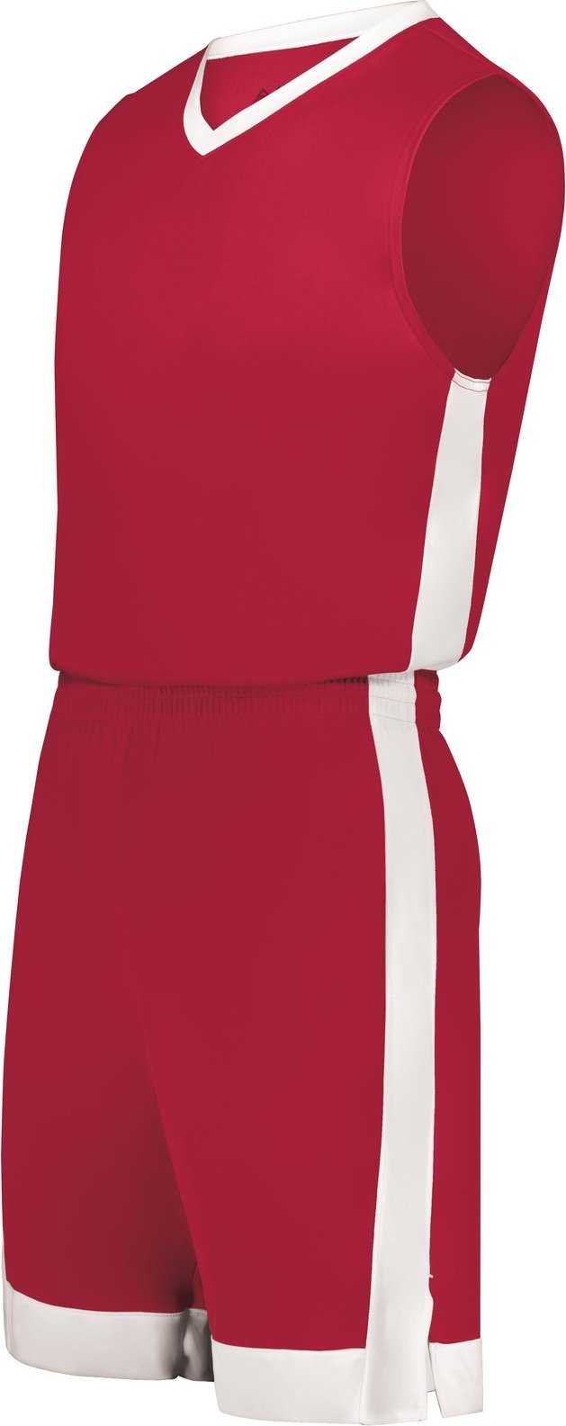 Augusta 6889 Match-Up Basketball Shorts - Scarlet White - HIT a Double