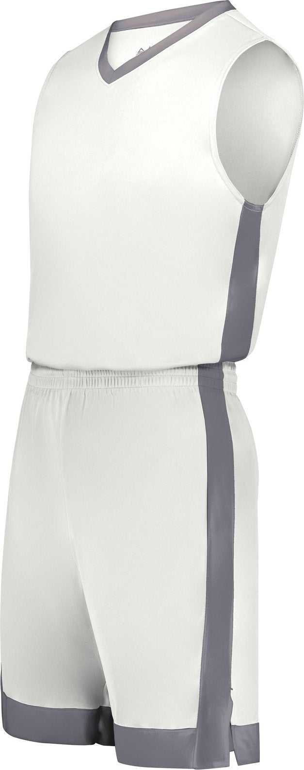 Augusta 6889 Match-Up Basketball Shorts - White Graphite - HIT a Double