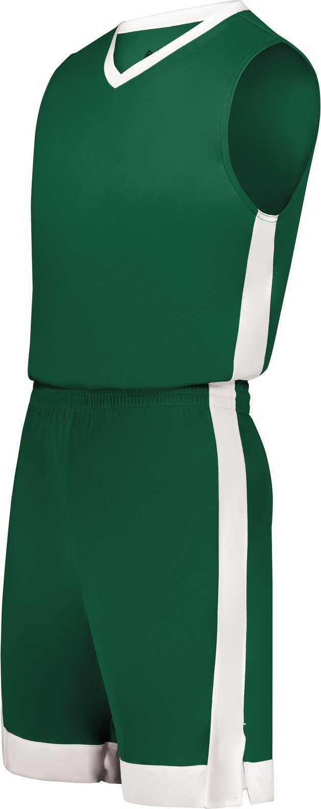 Augusta 6890 Youth Match-Up Basketball Shorts - Dark Green White - HIT a Double