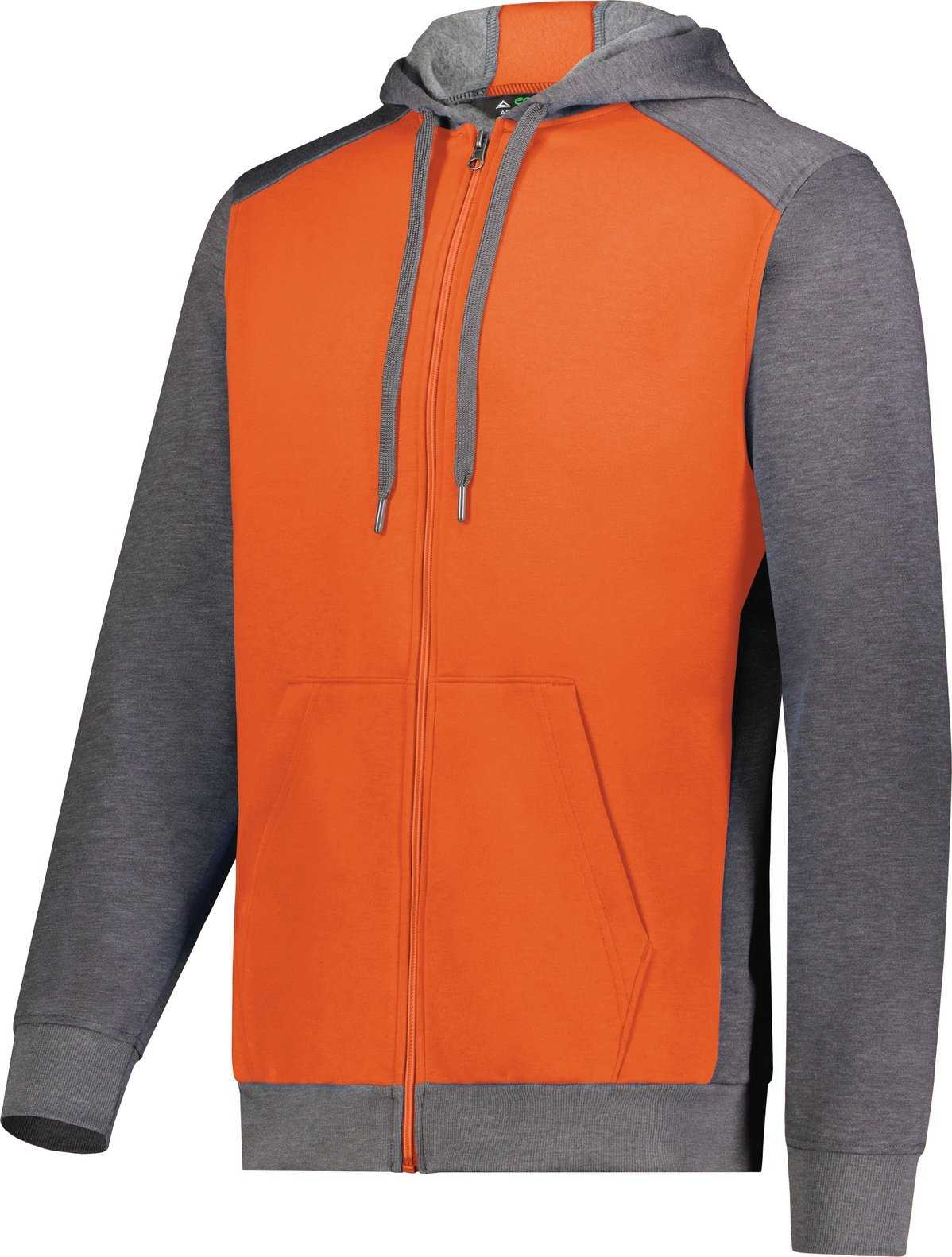 Augusta 6899 Three-Season Fleece Full Zip Hoodie - Orange Carbon Heather - HIT a Double