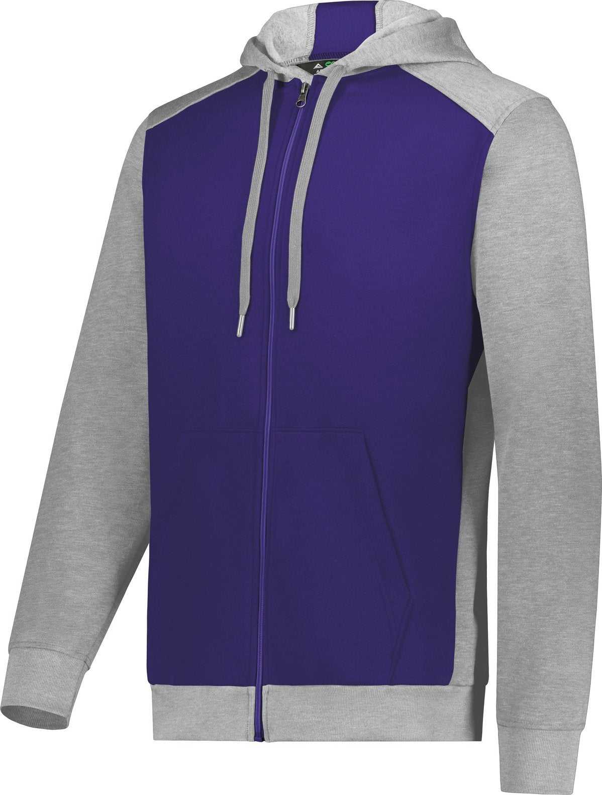 Augusta 6899 Three-Season Fleece Full Zip Hoodie - Purple Gray Heather - HIT a Double