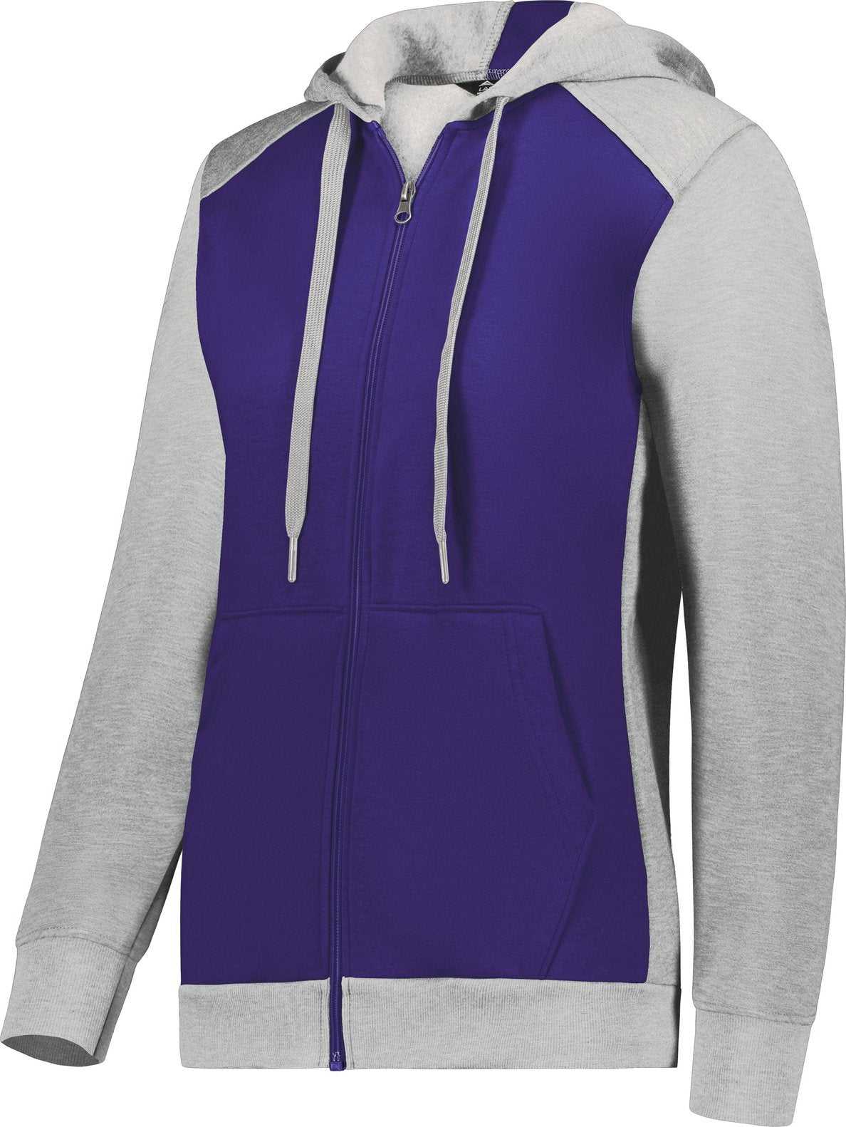 Augusta 6901 Ladies Three-Season Fleece Full Zip Hoodie - Purple Gray Heather - HIT a Double