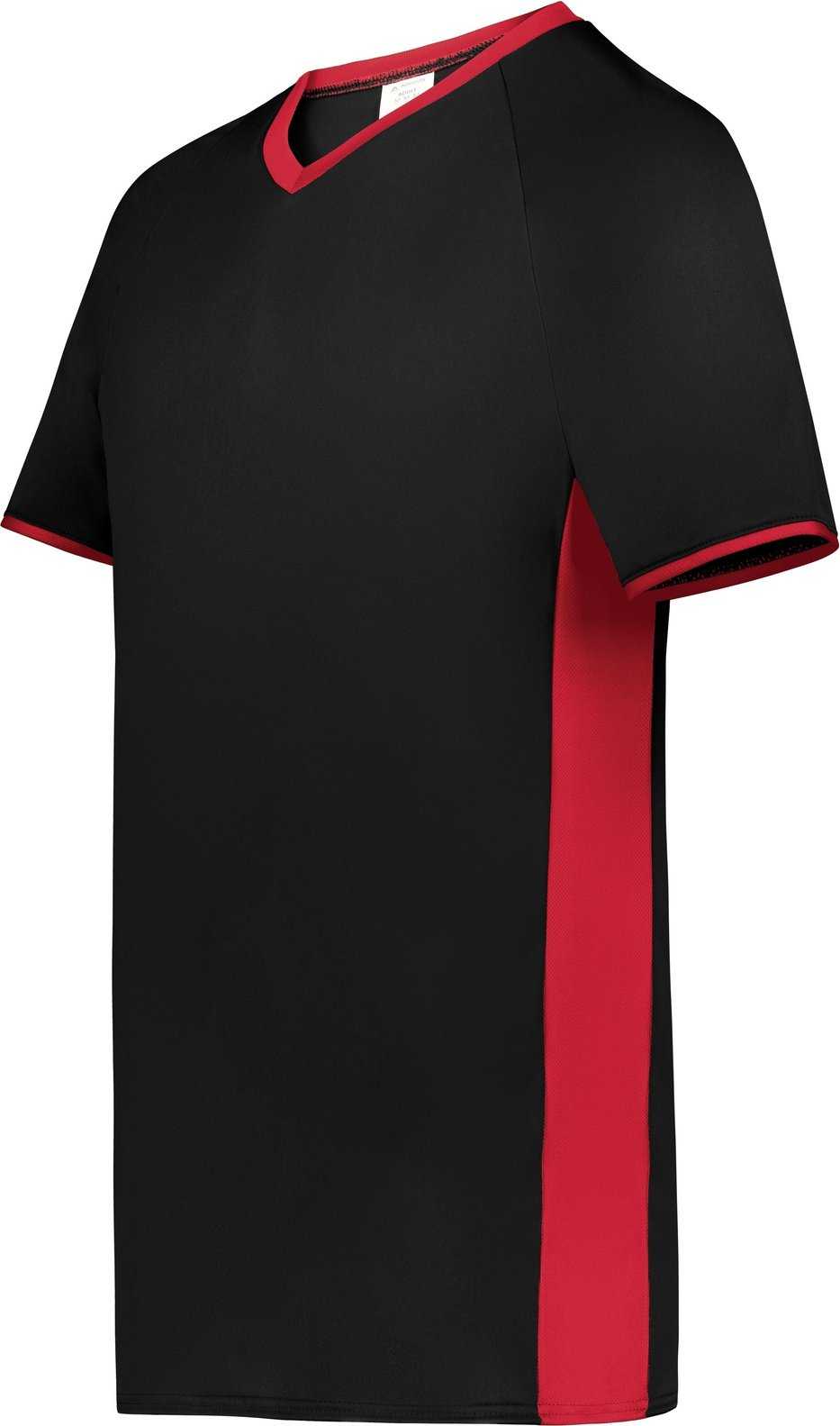 Augusta 6908 Youth Cutter+ V-Neck Jersey - Black Scarlet - HIT a Double