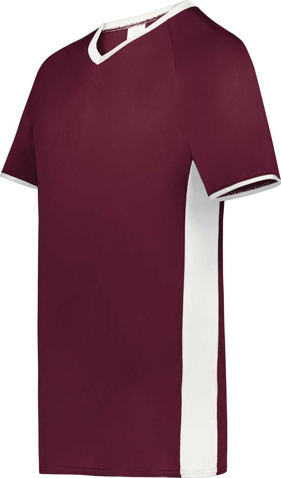 Augusta 6908 Youth Cutter+ V-Neck Jersey - Maroon White - HIT a Double