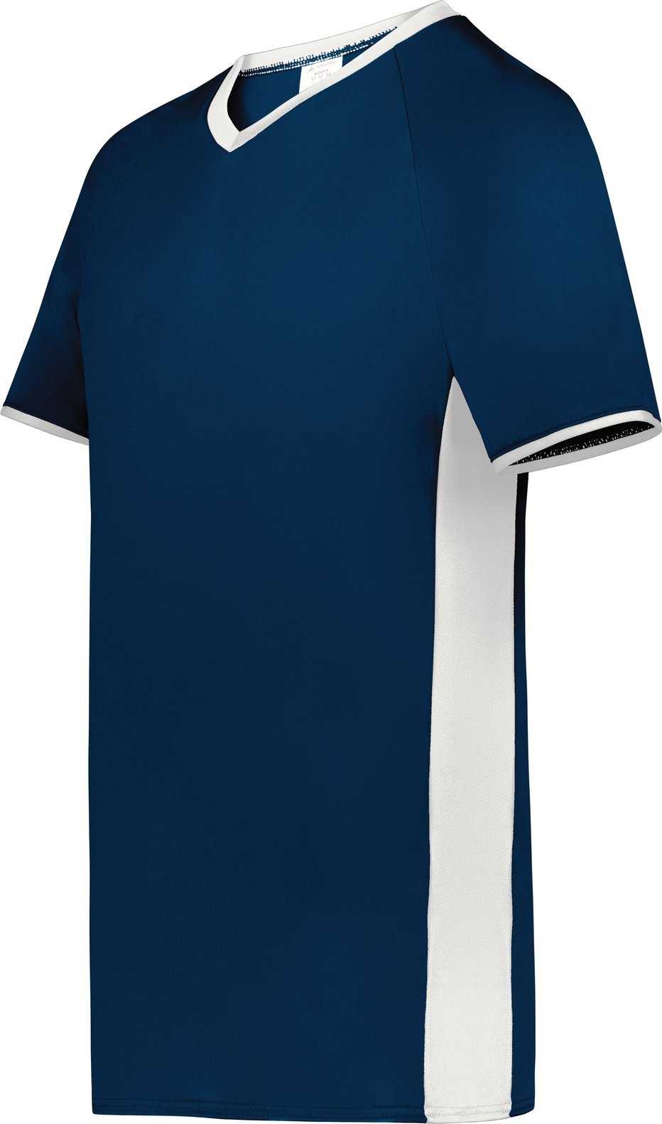 Augusta 6908 Youth Cutter+ V-Neck Jersey - Navy White - HIT a Double