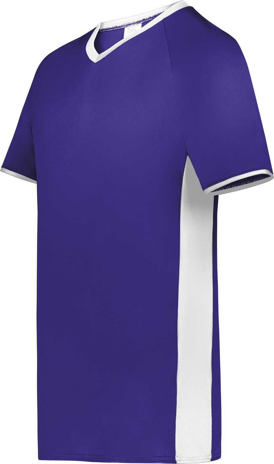 Augusta 6908 Youth Cutter+ V-Neck Jersey - Purple White - HIT a Double