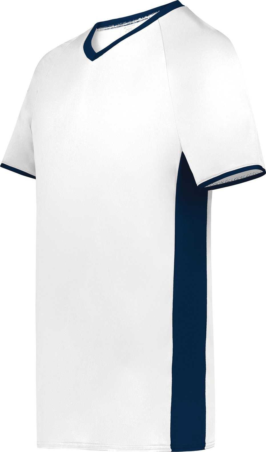 Augusta 6908 Youth Cutter+ V-Neck Jersey - White Navy - HIT a Double