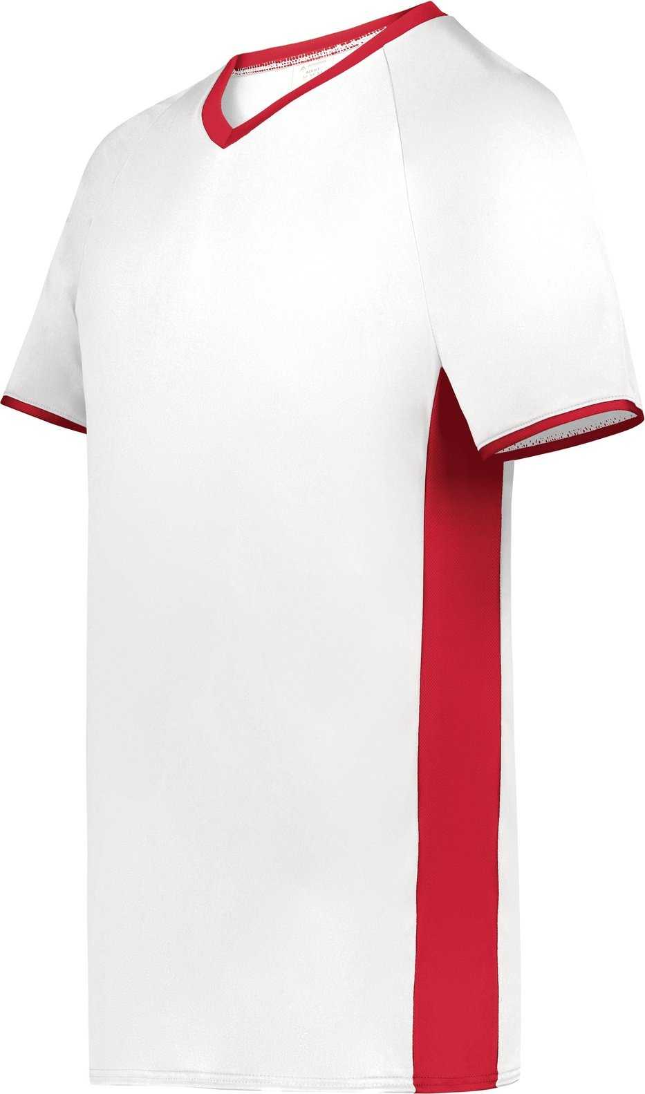 Augusta 6908 Youth Cutter+ V-Neck Jersey - White Scarlet - HIT a Double