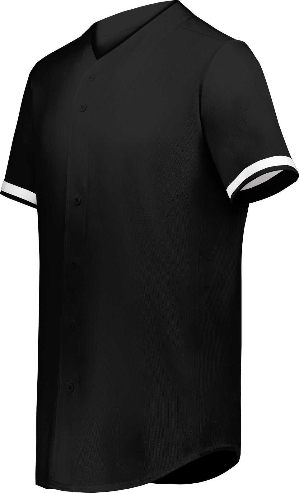 Augusta 6909 Cutter+ Full Button Baseball Jersey - Black White - HIT a Double
