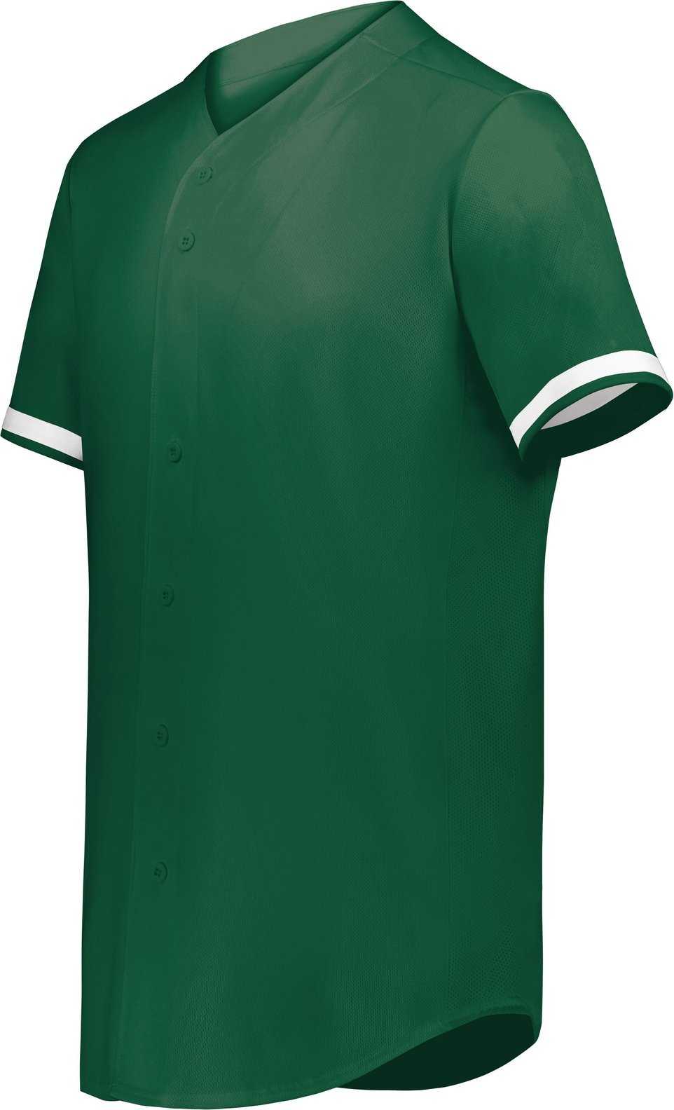 Augusta 6909 Cutter+ Full Button Baseball Jersey - Dark Green White - HIT a Double