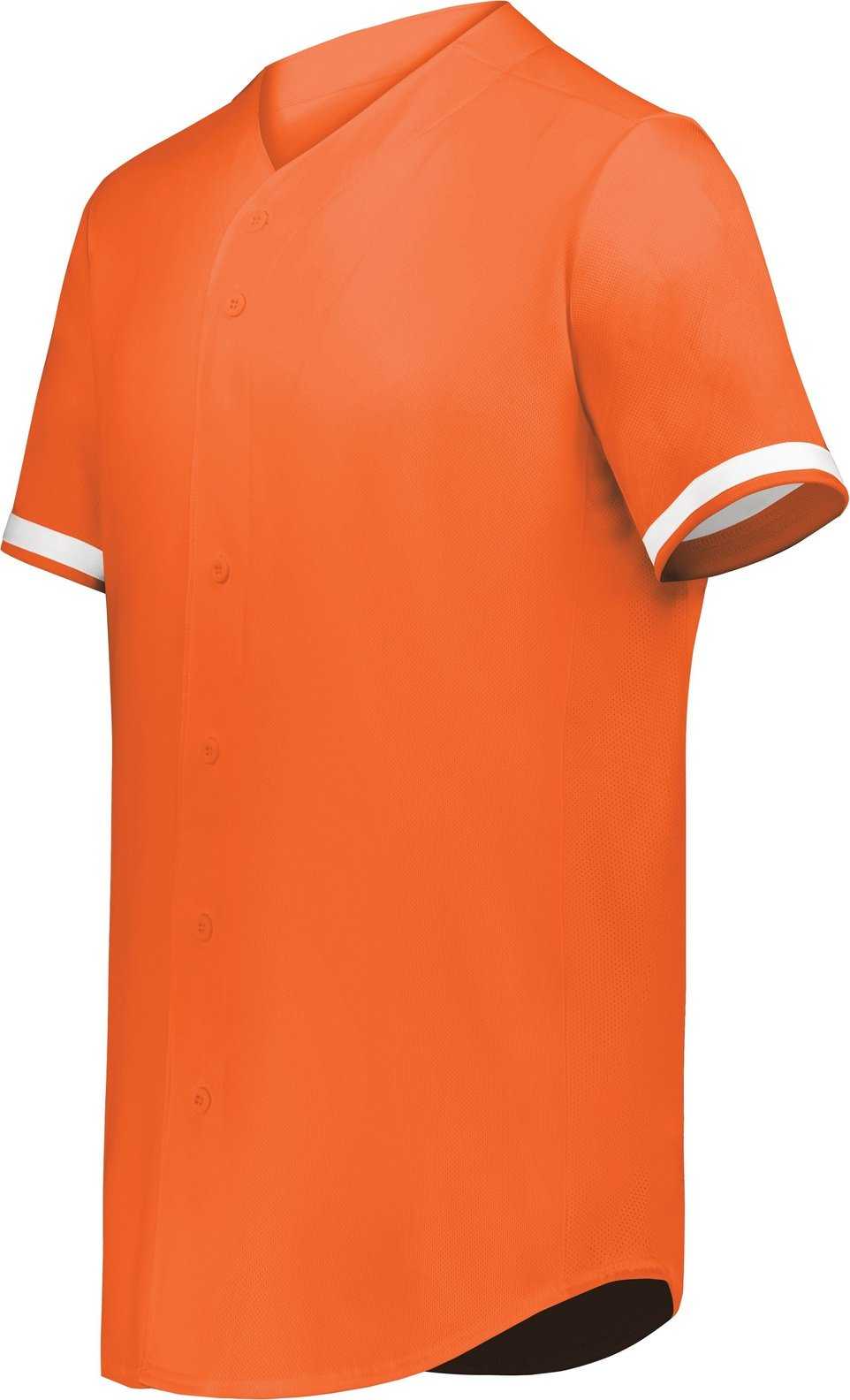 Augusta 6909 Cutter+ Full Button Baseball Jersey - Orange White - HIT a Double