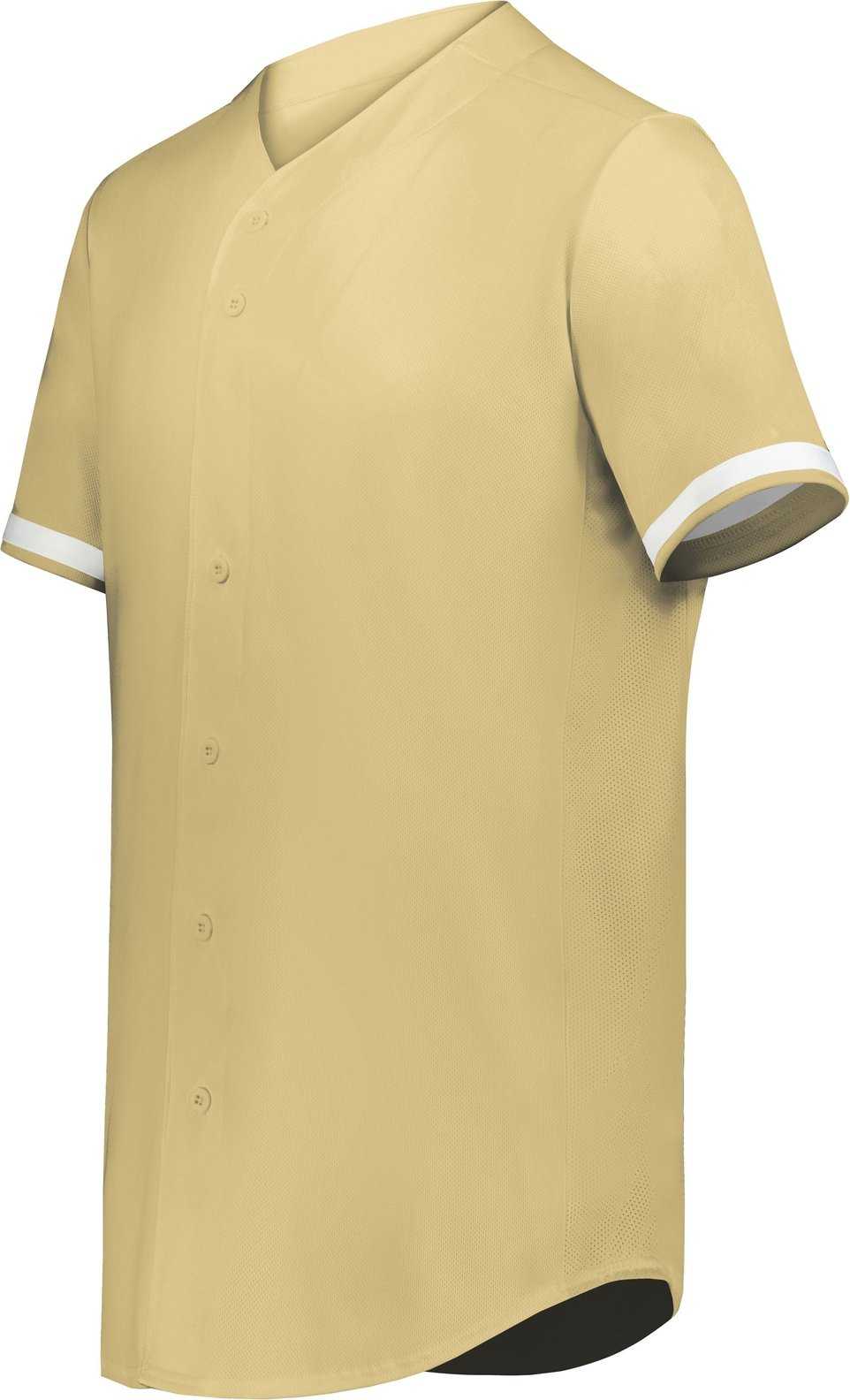Augusta 6909 Cutter+ Full Button Baseball Jersey - Vegas Gold White - HIT a Double
