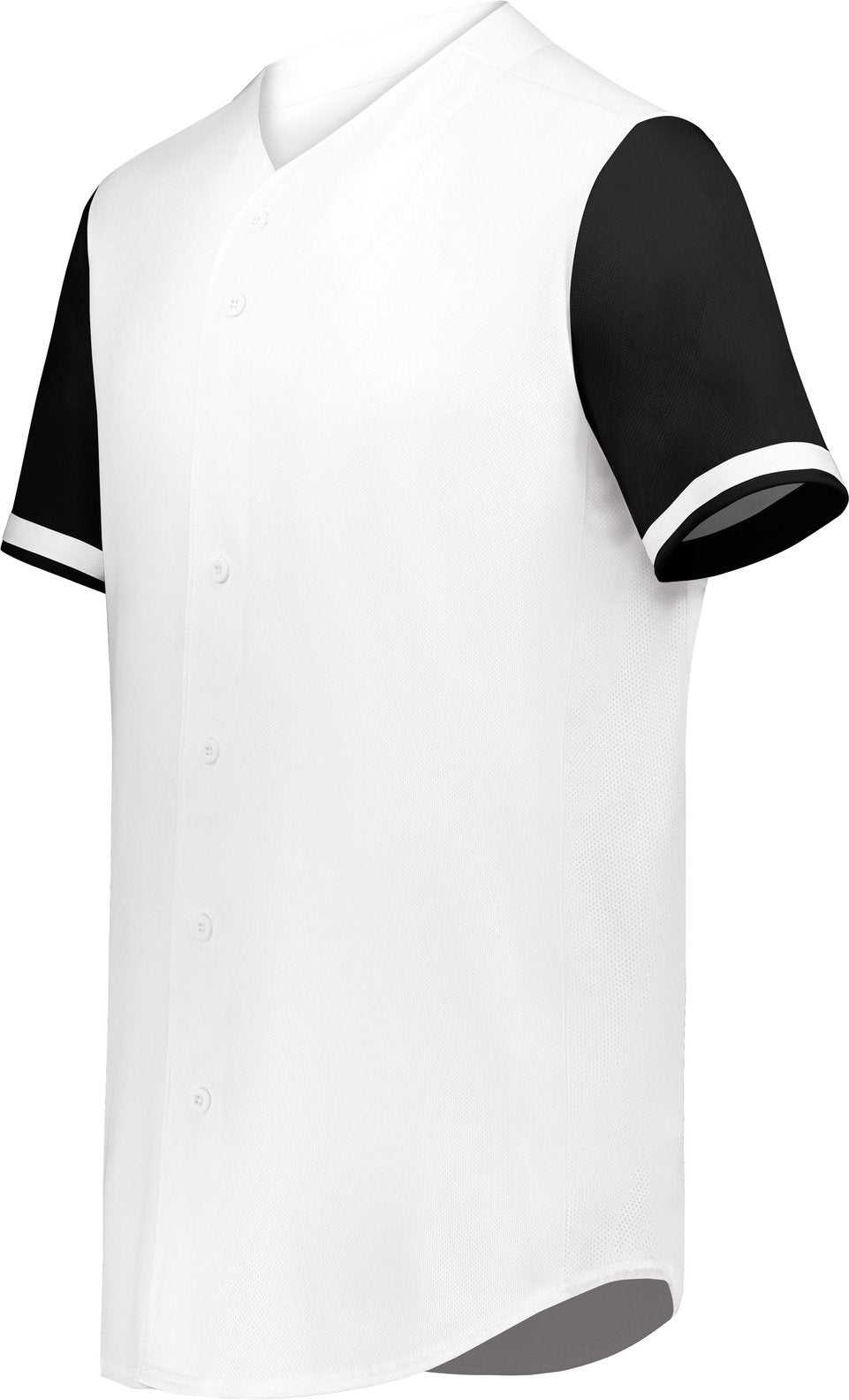Augusta 6909 Cutter+ Full Button Baseball Jersey - White Black - HIT a Double