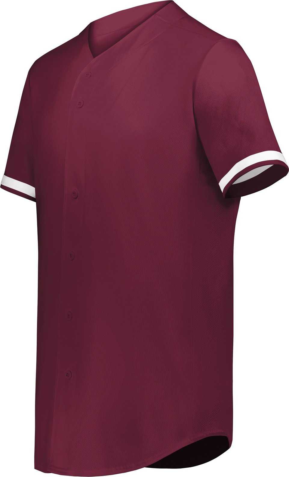 Augusta 6910 Youth Cutter+ Full Button Baseball Jersey - Maroon White - HIT a Double