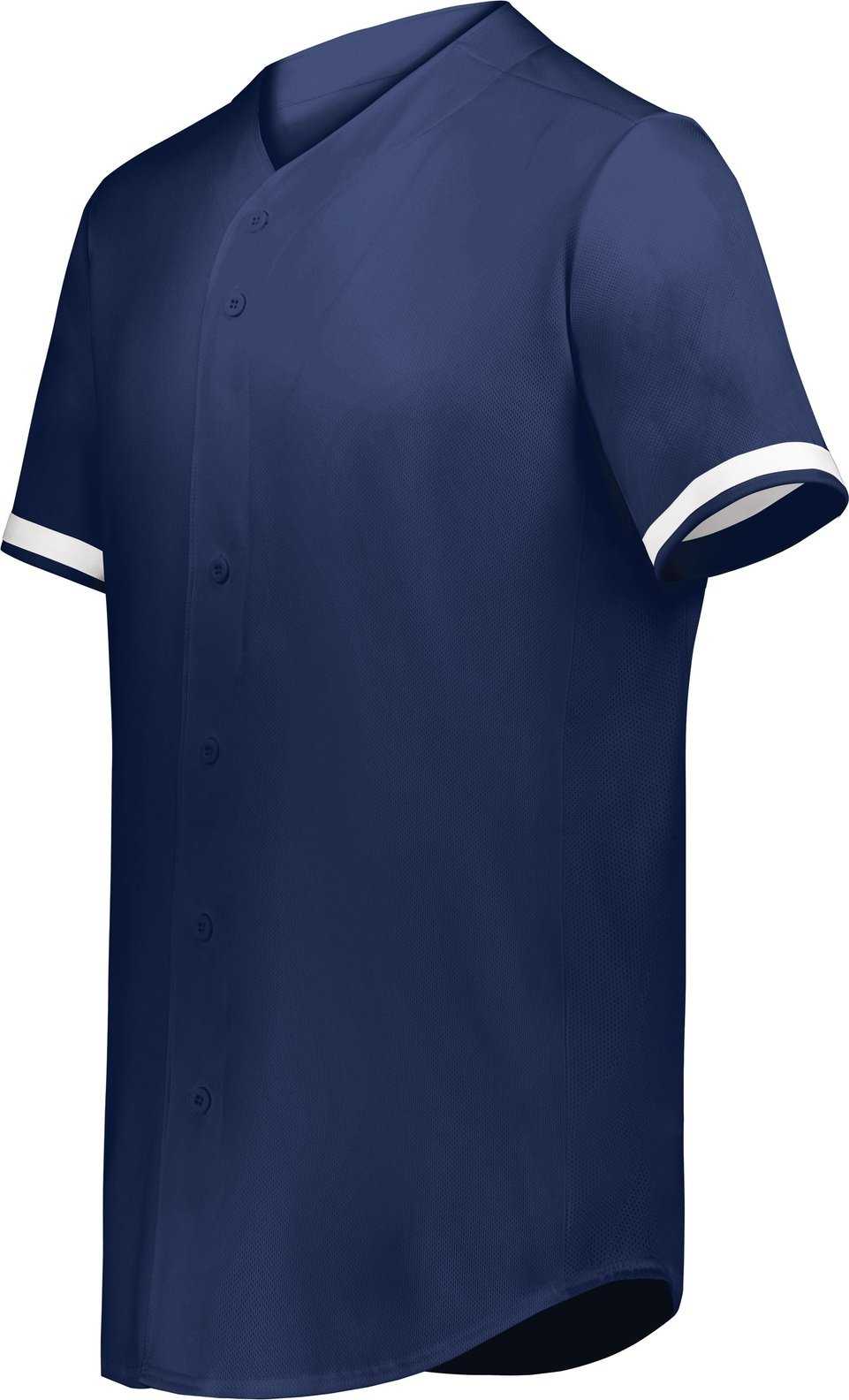 Augusta 6910 Youth Cutter+ Full Button Baseball Jersey - Navy White - HIT a Double