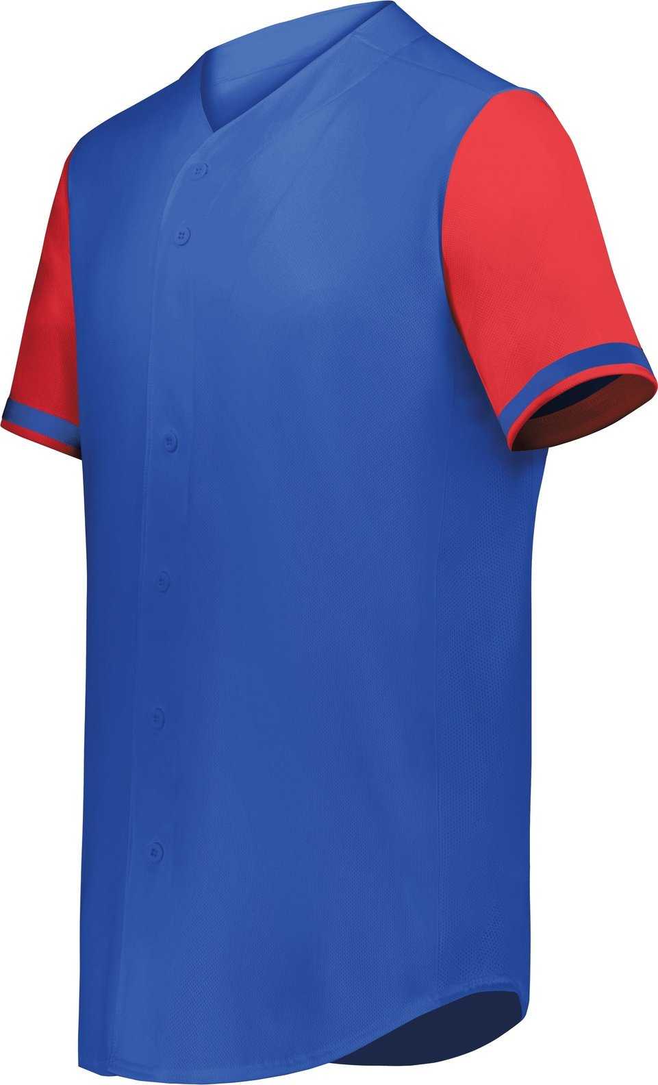 Augusta 6910 Youth Cutter+ Full Button Baseball Jersey - Royal Scarlet - HIT a Double