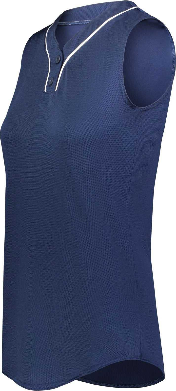 Augusta 6913 Ladies Cutter+ Sleeveless Jersey - Navy White - HIT a Double