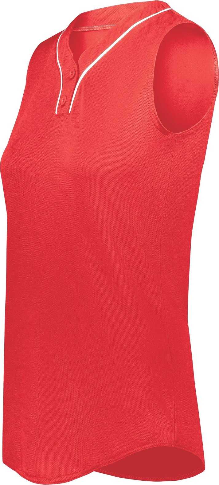 Augusta 6913 Ladies Cutter+ Sleeveless Jersey - Scarlet White - HIT a Double