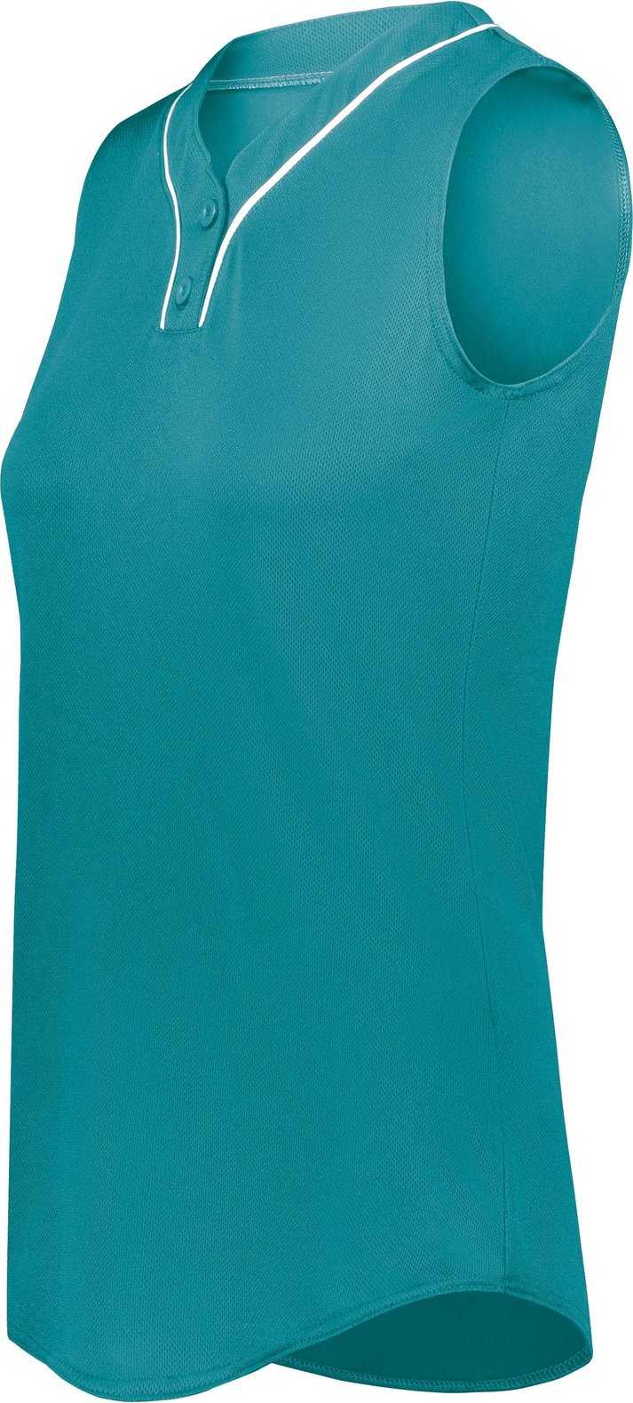 Augusta 6913 Ladies Cutter+ Sleeveless Jersey - Teal White - HIT a Double