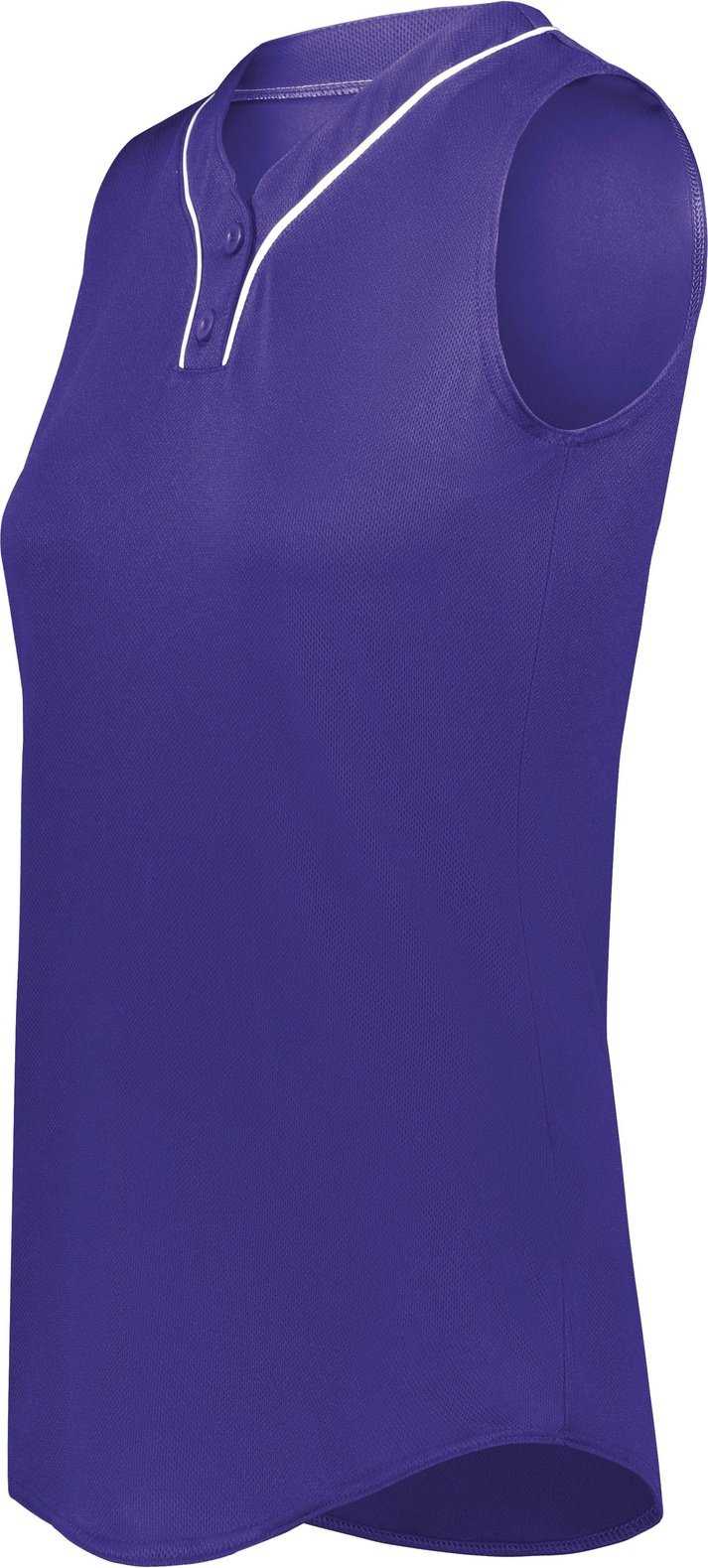 Augusta 6914 Girls Cutter+ Sleeveless Jersey - Purple White - HIT a Double