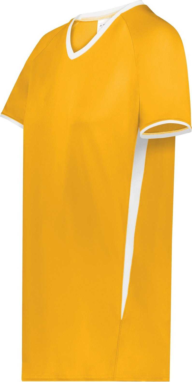 Augusta 6915 Ladies Cutter+ V-Neck Jersey - Gold White - HIT a Double