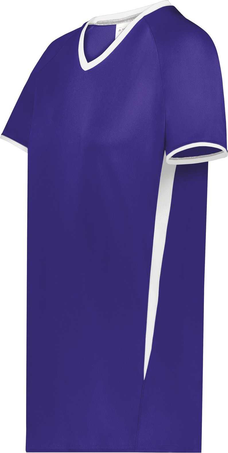 Augusta 6915 Ladies Cutter+ V-Neck Jersey - Purple White - HIT a Double