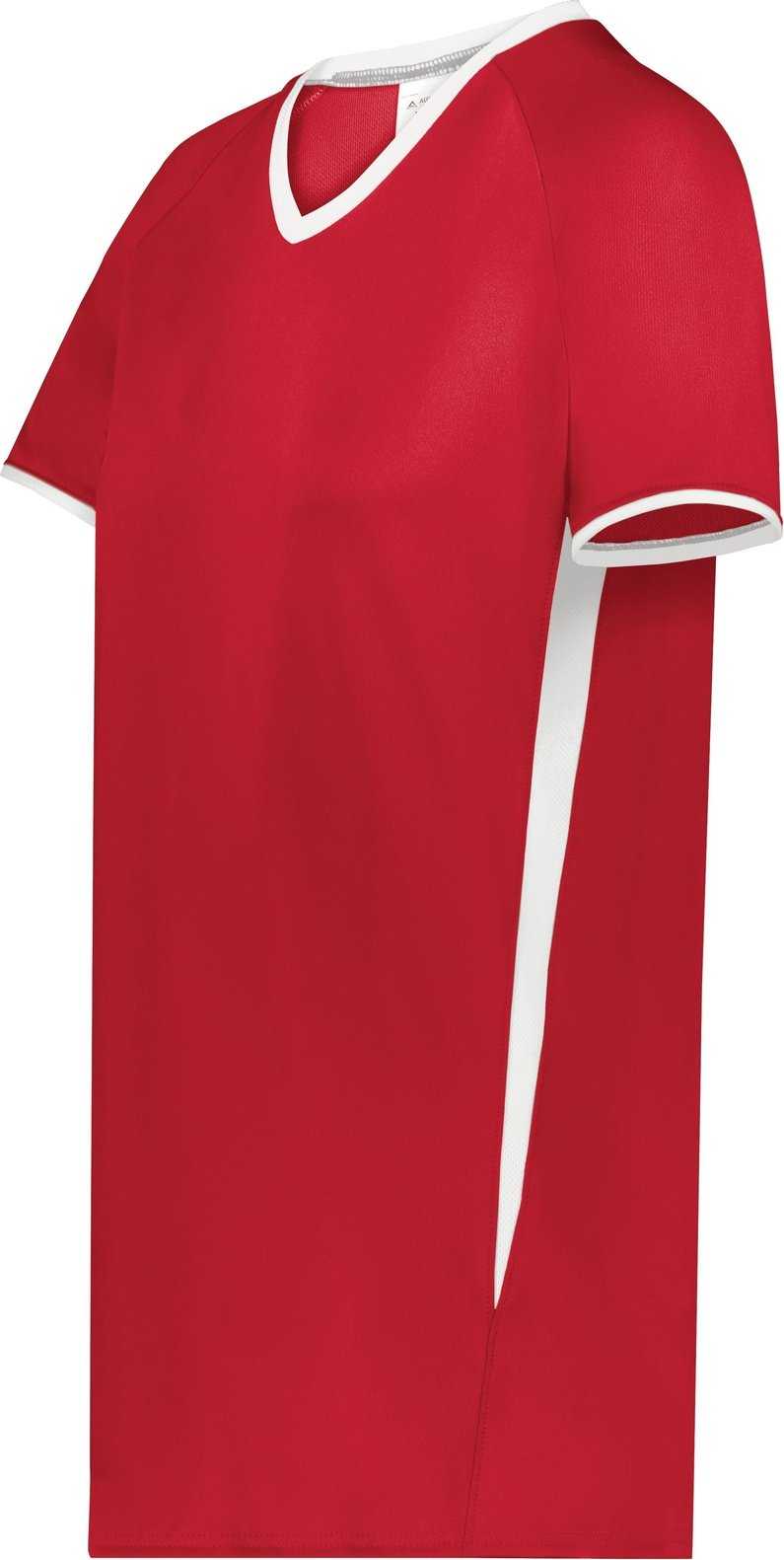 Augusta 6915 Ladies Cutter+ V-Neck Jersey - Scarlet White - HIT a Double
