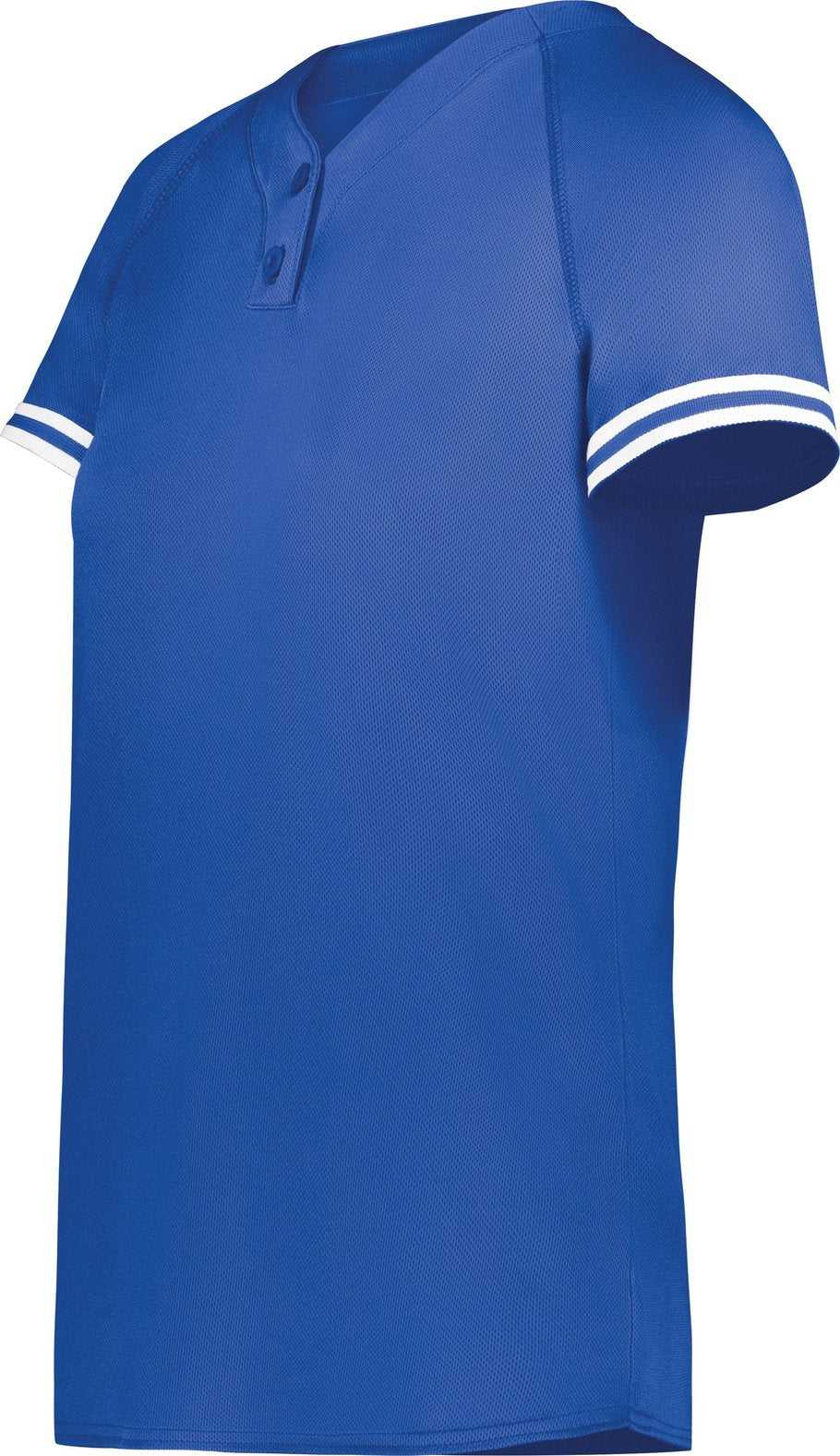 Augusta 6917 Ladies Cutter+ Henley Jersey - Royal White - HIT a Double