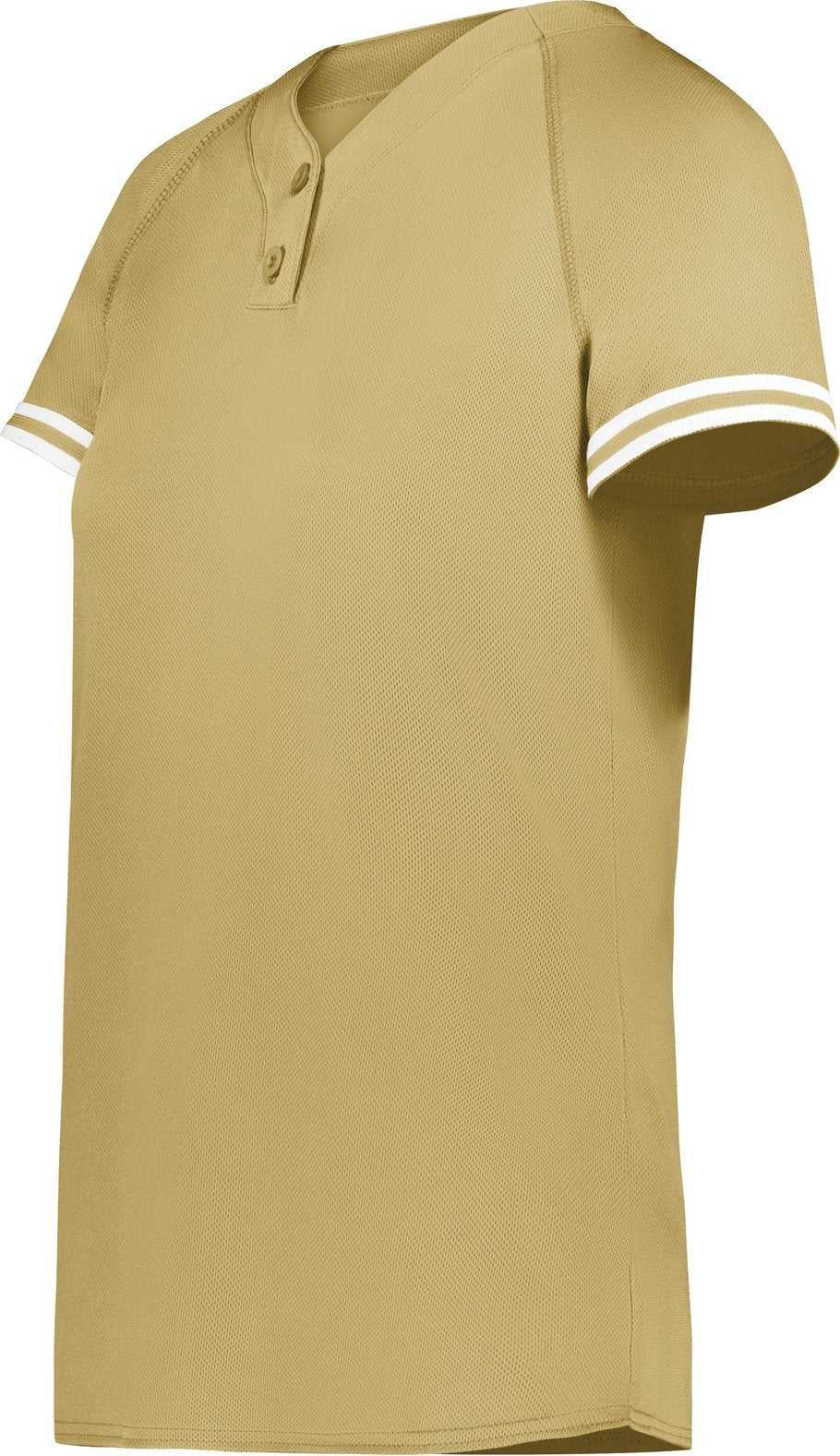 Augusta 6917 Ladies Cutter+ Henley Jersey - Vegas Gold White - HIT a Double