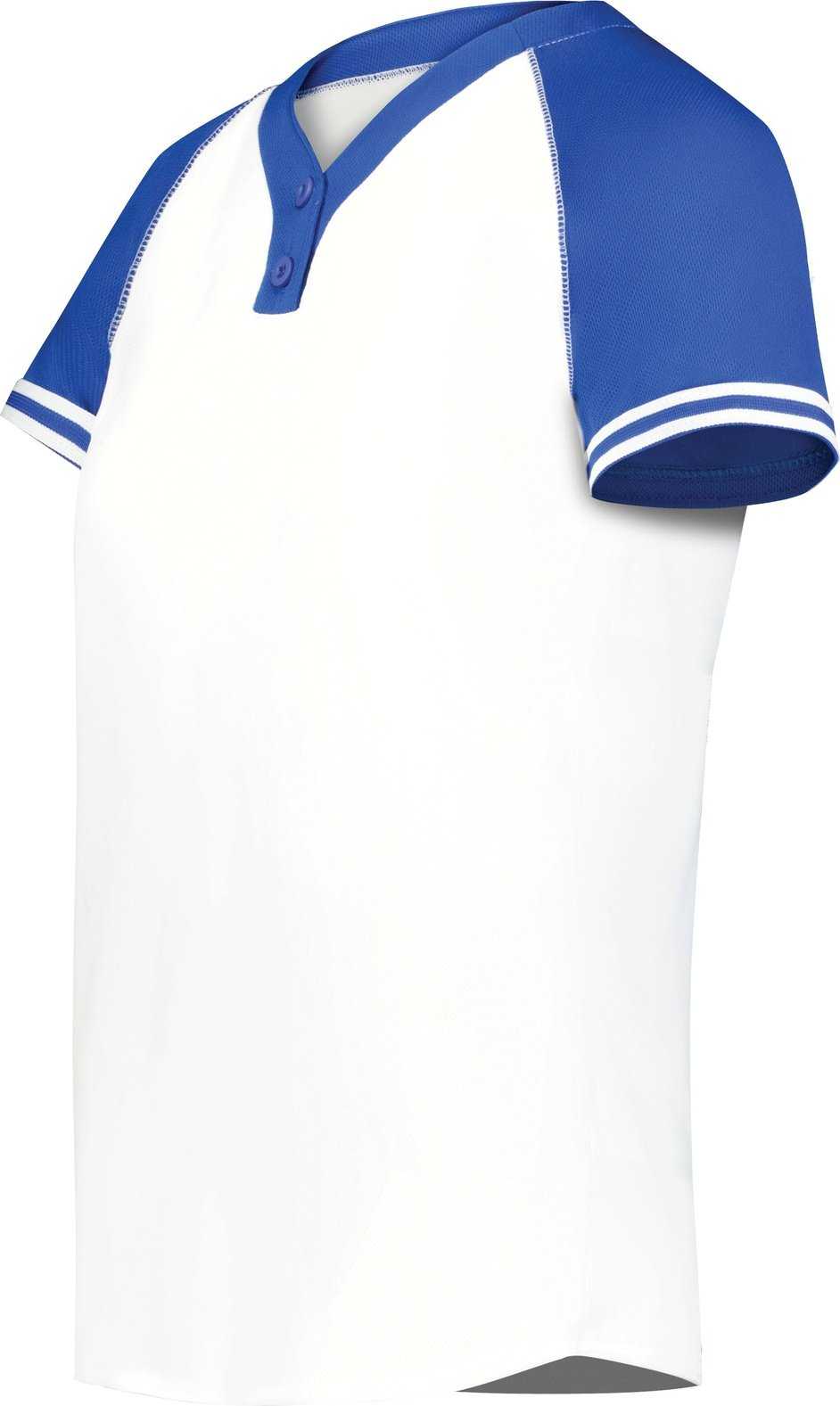 Augusta 6917 Ladies Cutter+ Henley Jersey - White Royal - HIT a Double