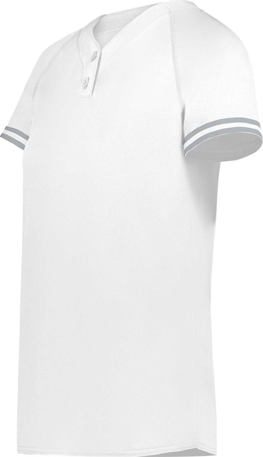 Augusta 6917 Ladies Cutter+ Henley Jersey - White Silver - HIT a Double