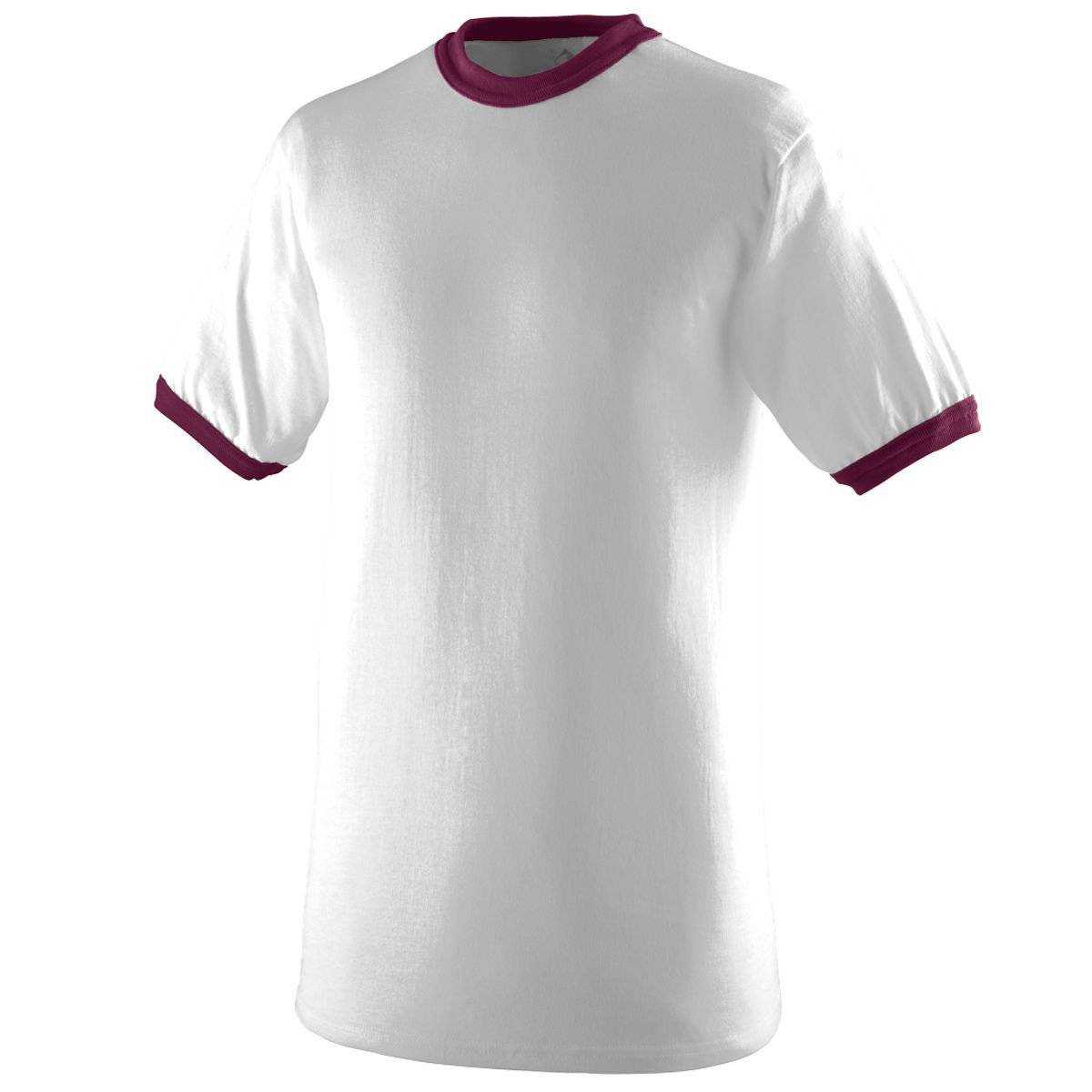 Augusta 710 Ringer T-Shirt - White Maroon - HIT a Double